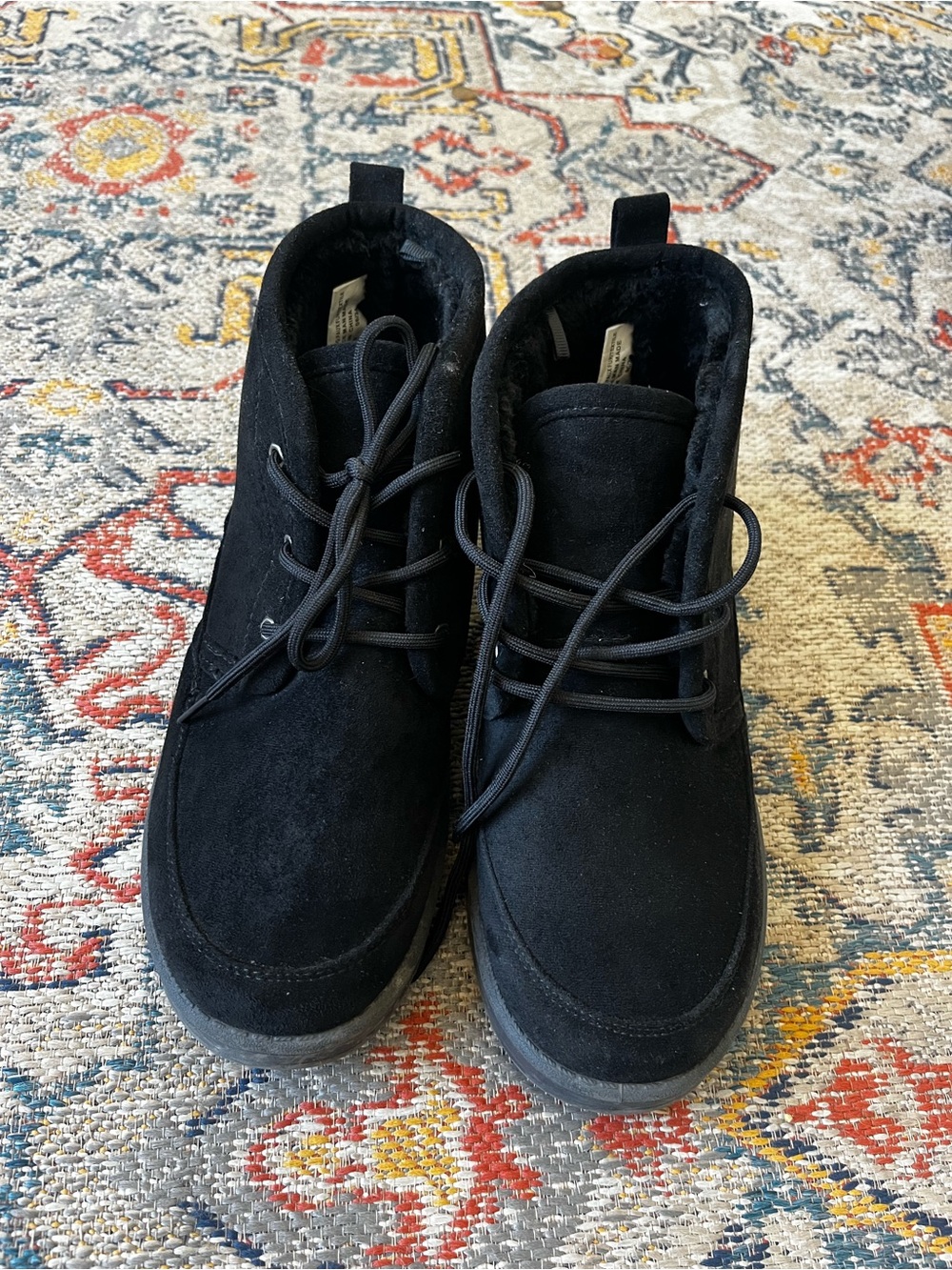 White Mountain Black Faux-Fur Lined Ankle Boot Size 10
